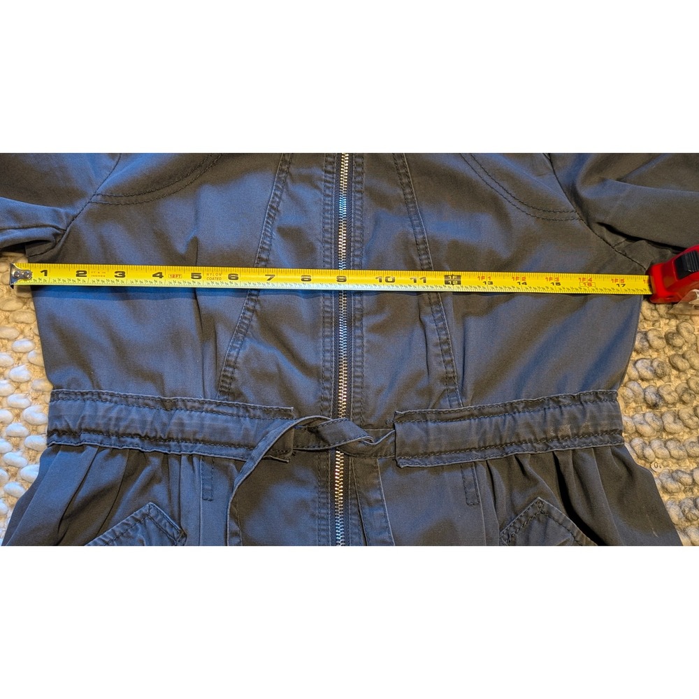 HM Gray Cotton Utility Jacket Ruffle Collar Drawstring Waist Size 6 gorpcore - Picture 9 of 11